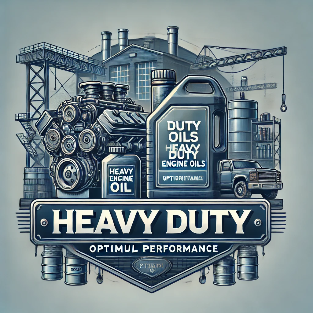 A visually appealing featured image for a blog post about heavy duty engine oils. The image should include elements like a diesel engine, engine oil c